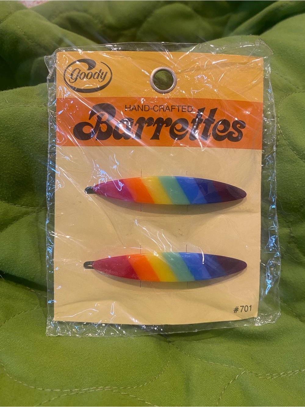 Vintage 70s - Goody rainbow barrettes in original packaging
